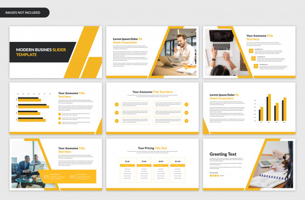 Modern business presentation yellow slider template