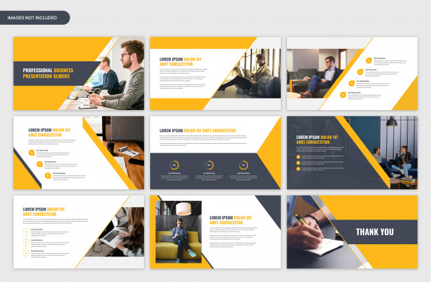 Modern corporate business presentation yellow slider template design