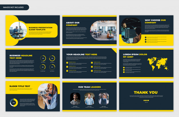 Modern startup and business presentation yellow slider template