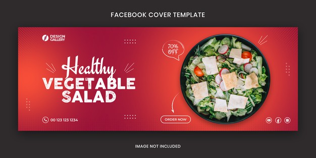 Salad web and social media fast food restaurant cover banner template Premium Psd