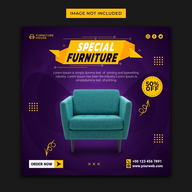 Special furniture social media banner and instagram post template Premium Psd