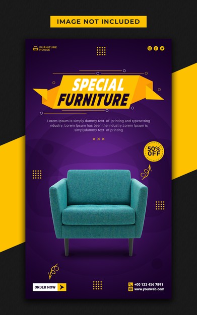 Special furniture social media banner and instagram stories template Premium Psd