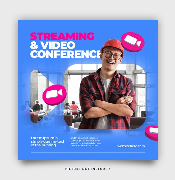 Streaming and video conference social media post template Premium Psd