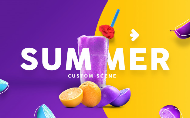 Summer custom scene with juice mockup
