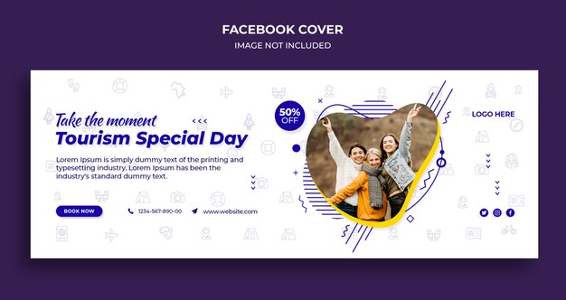 Tourism special day facebook timeline cover and web banner template Premium Psd