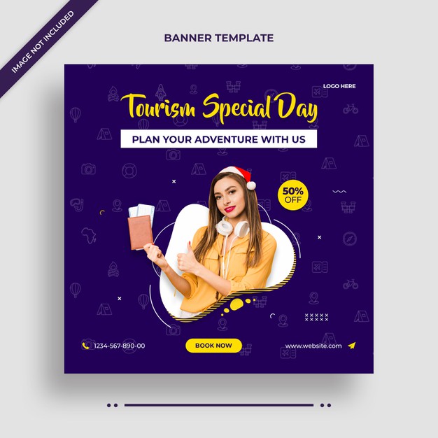 Tourism special day instagram banner or social media post template Premium Psd