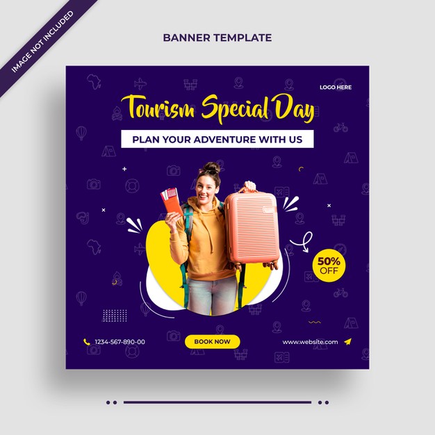 Tourism special day instagram banner or social media post template Premium Psd