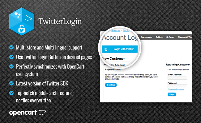 TwitterLogin 2.3.4 - Twitter login for OpenCart 2