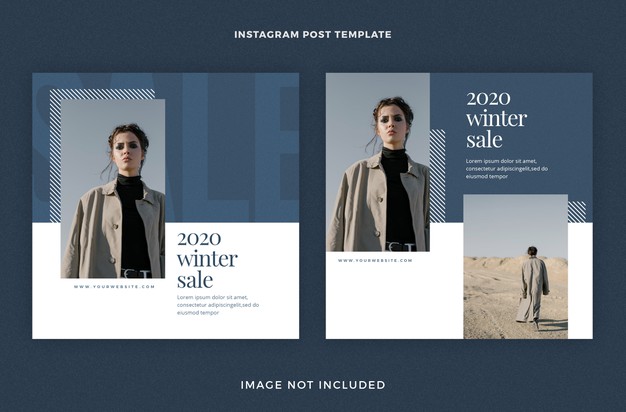 Winter sale 2020 minimal social media post template set