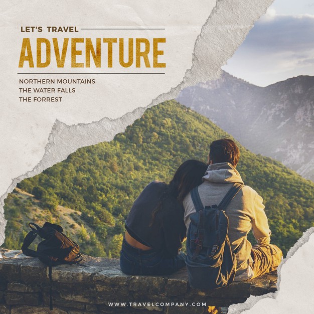 World travel adventure social media post