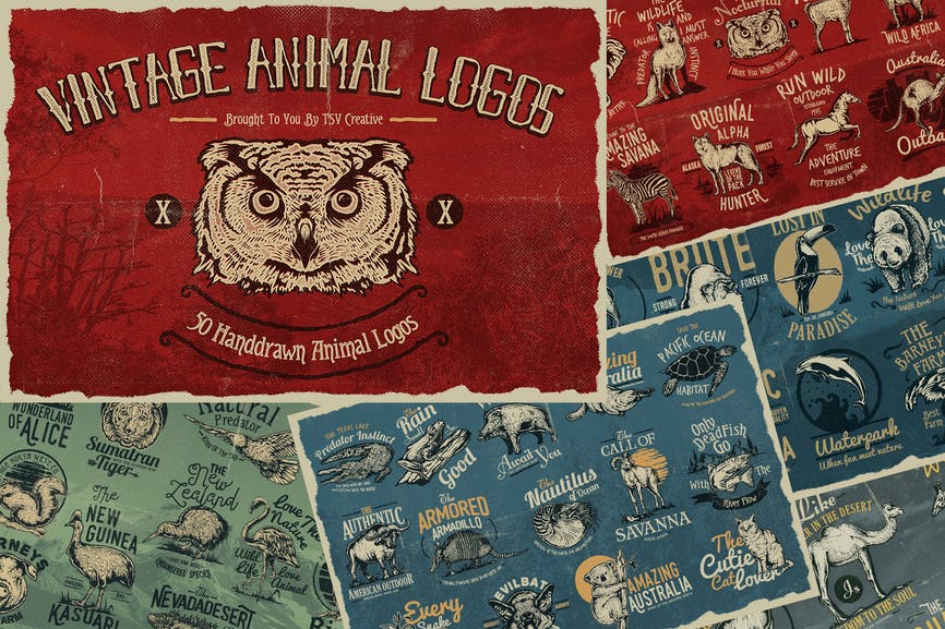 50 Vintage Animal Logo Badges