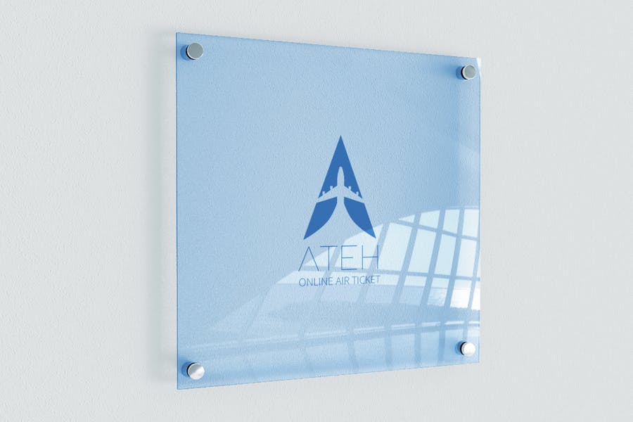 Ateh - Negative Space Plane Logo
