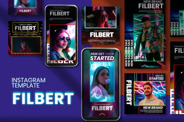 Filbert Neon Instagram Post Stories