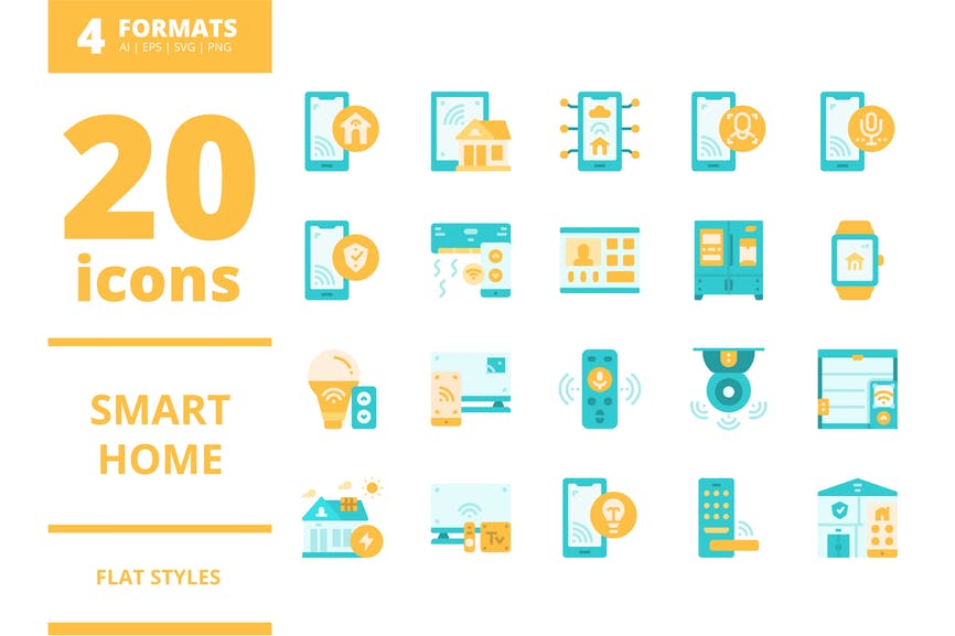 Smart home Flat icons packs