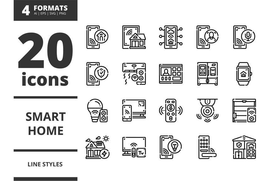 Smart home Line icons packs
