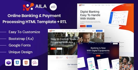 Aila - Online Banking & Payment HTML Template