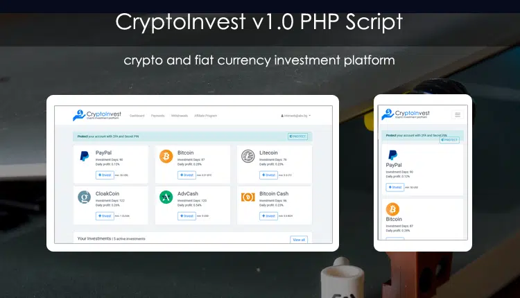 CryptoInvest v1.0 - cryptocurrency investment platform script