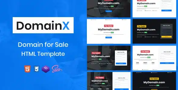 Domain for Sale HTML Template - DomainX