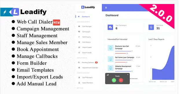 Leadify v2.0.0 NULLED - Call Center CRM