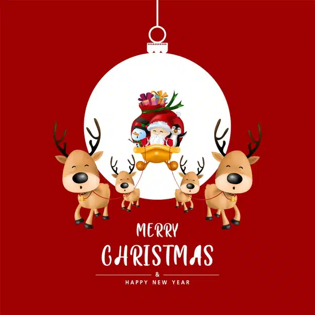 Merry christmas and happy new year in christmas ball on red background. Premium Vector