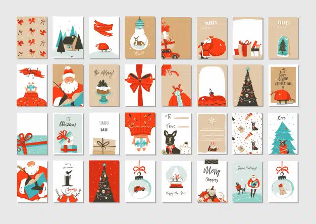 Merry christmas time greeting cards Premium Vector
