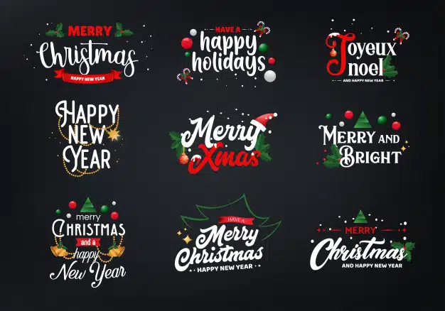 Sets of christmas typography Premium Vector