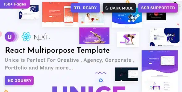 Unice React Next Creative Agency and Portfolio Landing Page Templates