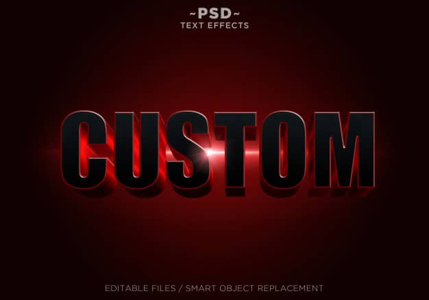 3d black red effects editable text Premium Psd