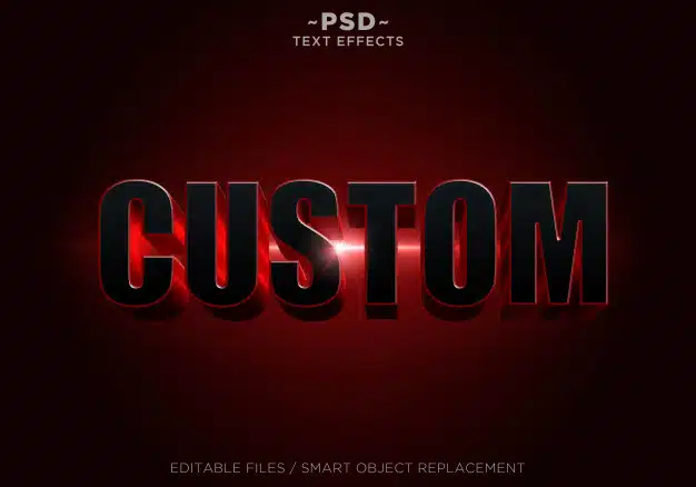 3d black red effects editable text Premium Psd