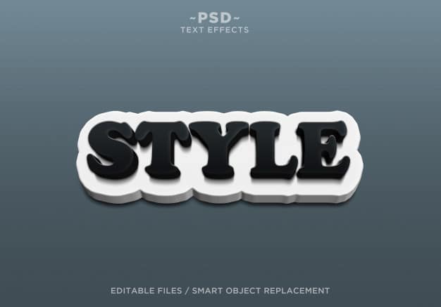 3d create style black white editable text effects Premium Psd