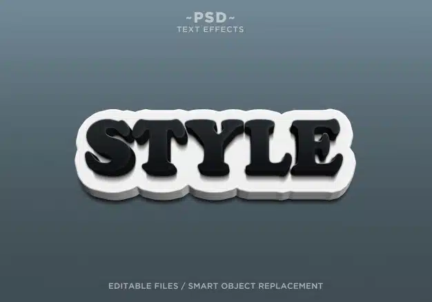 3d create style black white editable text effects Premium Psd