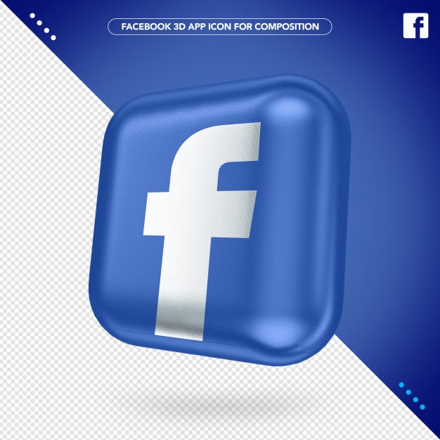 3d facebook app rotated button mockup Premium Psd