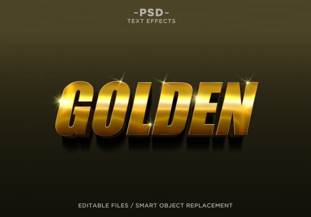 3d golden style 4 effect editable text Premium Psd