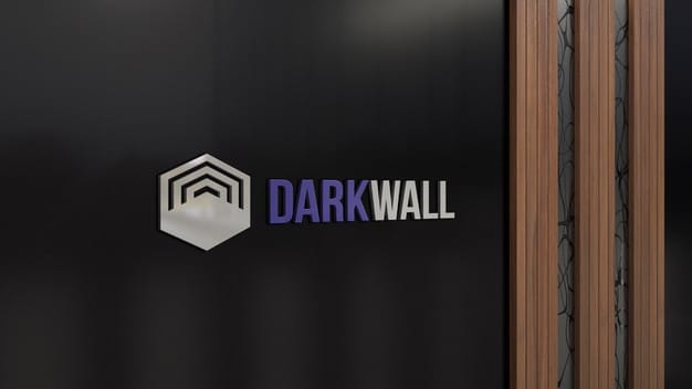 3d logo mockup on a dark glass wall Premium Psd