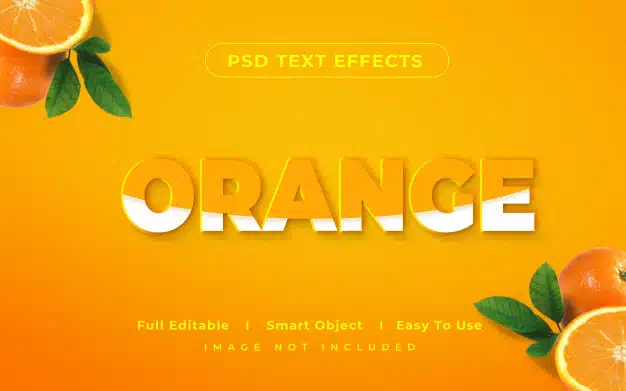 3d mockup orange text style effect Premium Psd