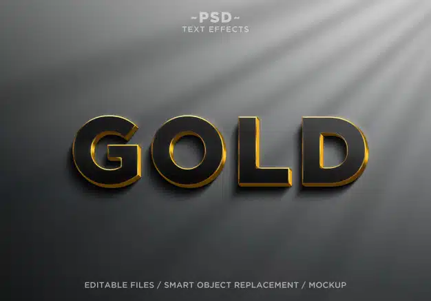 3d realistic black gold effects editable text Premium Psd