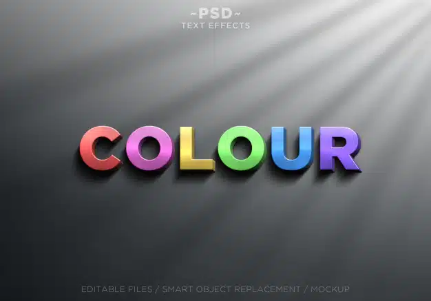 3d realistic colour effects editable text Premium Psd