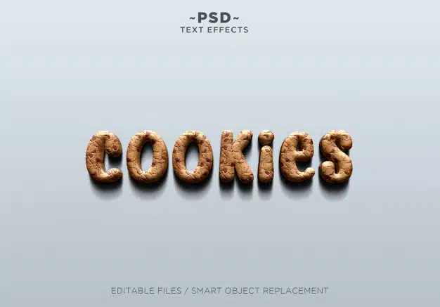 3d realistic cookies effect editable text Premium Psd