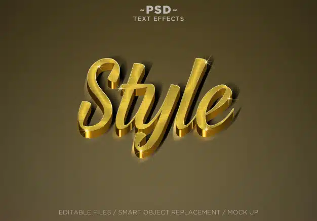 3d realistic style gold effects editable text Premium Psd