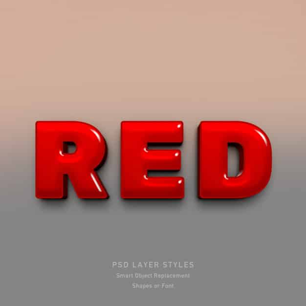 3d red text style effect for font Premium Psd