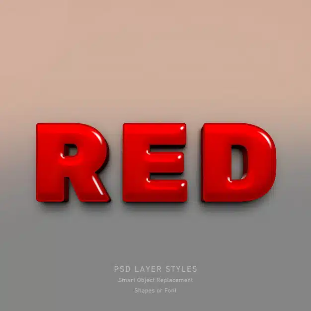 3d red text style effect for font Premium Psd