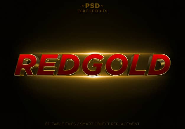 3d redgold glitter golden effects editable text Premium Psd