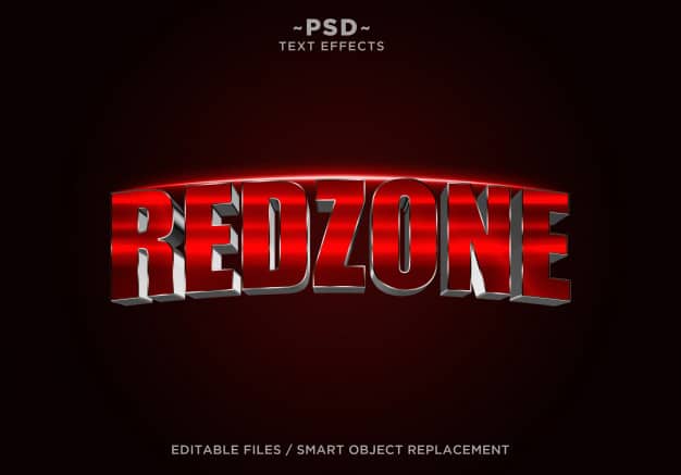 3d redzone cinematic effect editable text Premium Psd