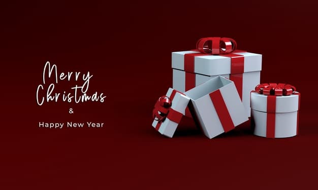 3d render gift box for merry christmas Free Psd
