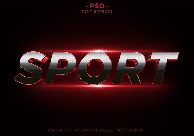 3d sport red glitter effects editable text Premium Psd