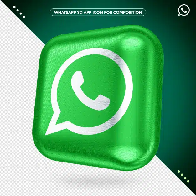 3d whatsapp app rotated button mockup Premium Psd