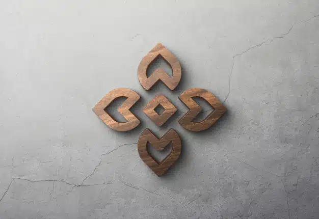 3d wooden logo mockup on concrete wall Premium Psd