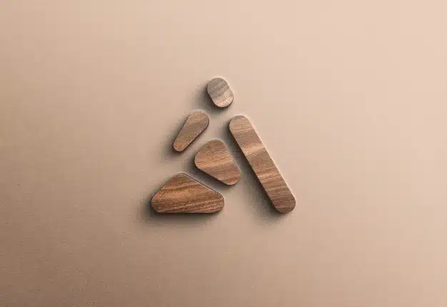3d wooden logo mockup on concrete wall Premium Psd