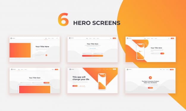 6 ui hero web screens Premium Psd