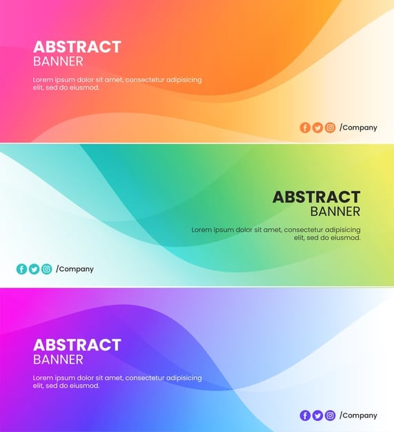Abstract colored orange, pink, green, blue and purple waves banner backgrounds Premium Vector